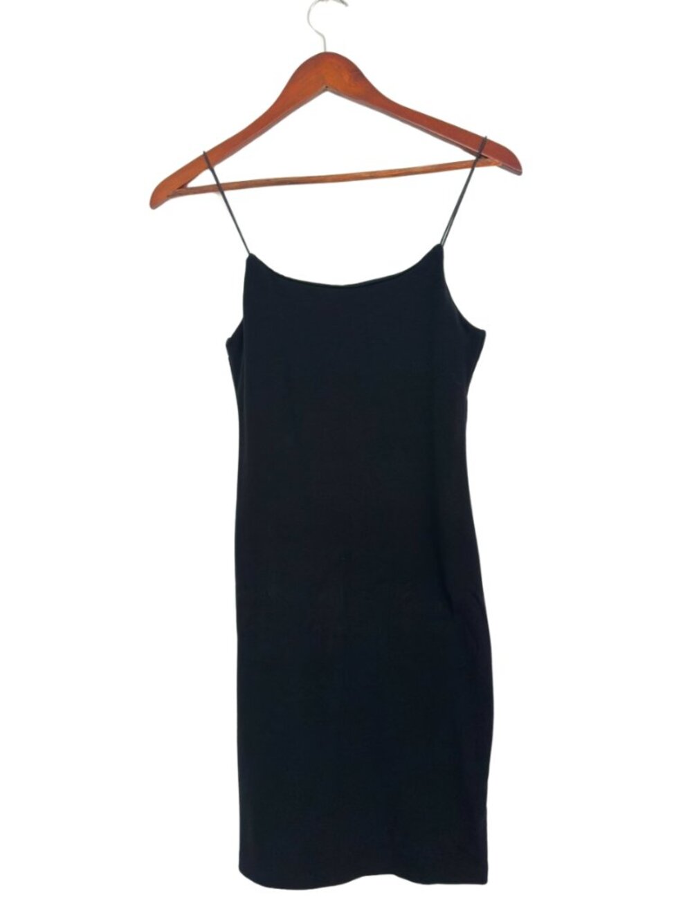Zara Black Bodycon Dress Spaghetti Strap Stretch Jersey Mini EUC